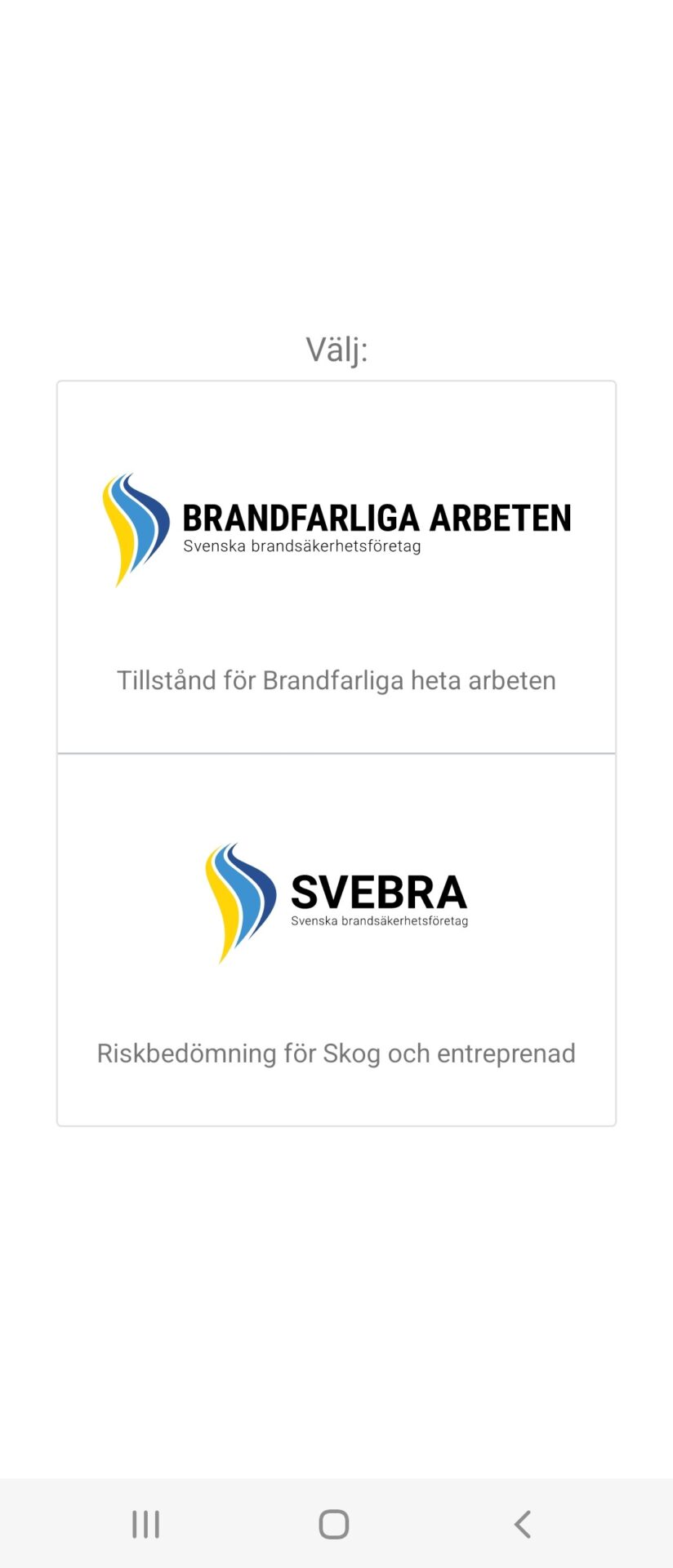Val av app